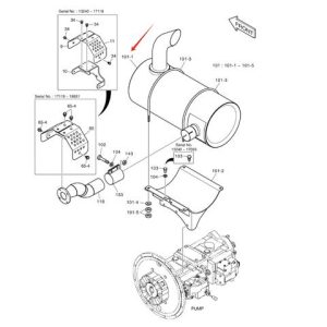 K1012192B    MUFFLER DX210 DX220   DOOSAN DEVELON HYUNDAI